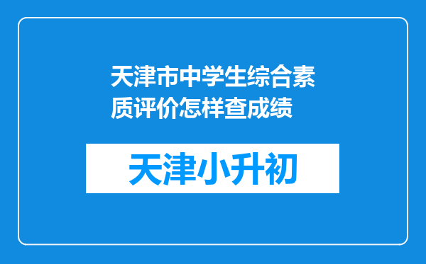 天津市中学生综合素质评价怎样查成绩