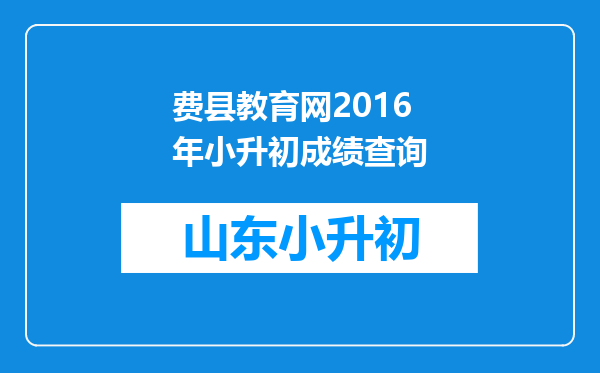 费县教育网2016年小升初成绩查询