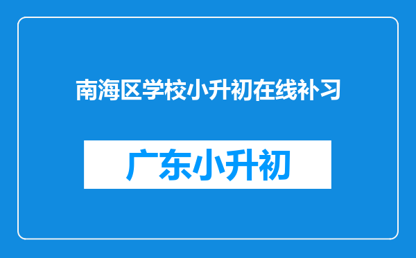 南海区学校小升初在线补习