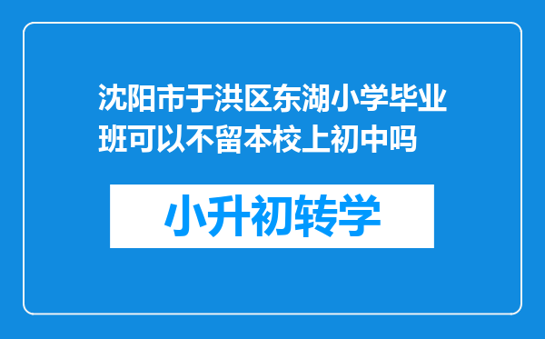 沈阳市于洪区东湖小学毕业班可以不留本校上初中吗