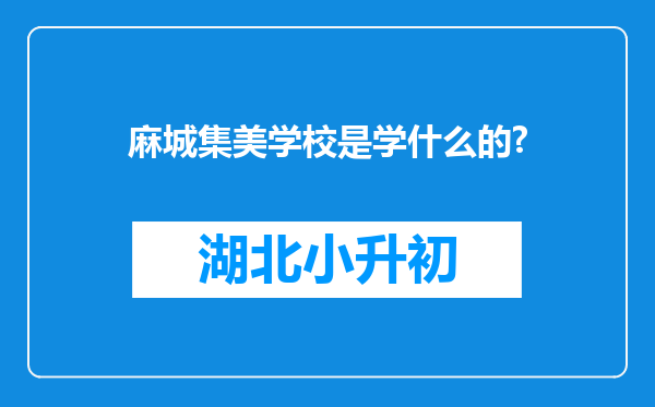 麻城集美学校是学什么的?