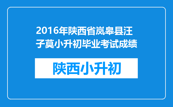 2016年陕西省岚皋县汪子莫小升初毕业考试成绩