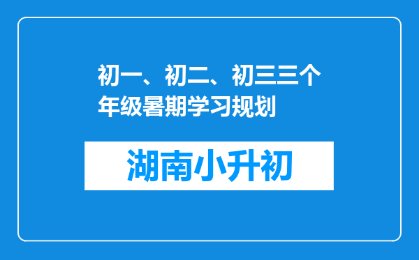 初一、初二、初三三个年级暑期学习规划