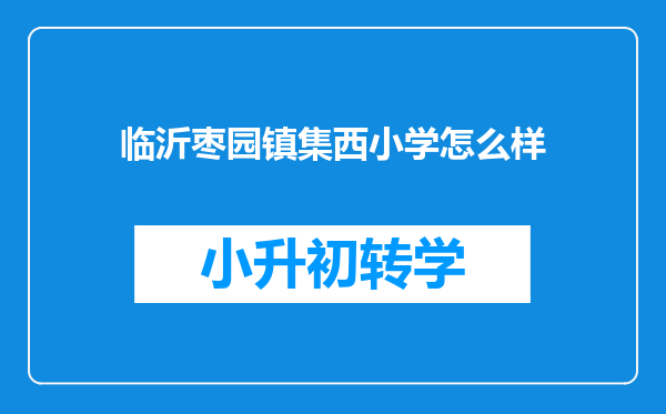 临沂枣园镇集西小学怎么样