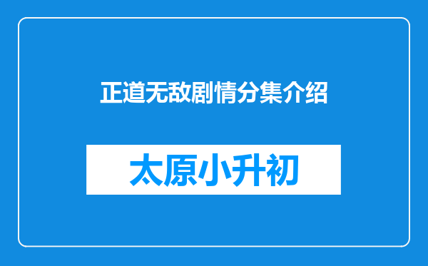 正道无敌剧情分集介绍