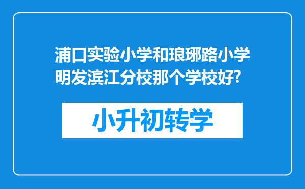 浦口实验小学和琅琊路小学明发滨江分校那个学校好?