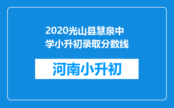 2020光山县慧泉中学小升初录取分数线