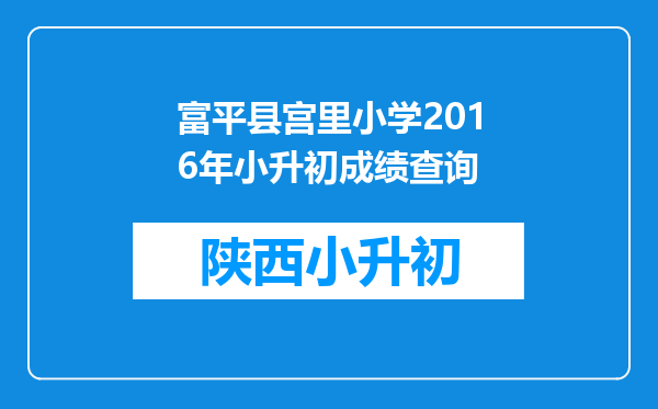 富平县宫里小学2016年小升初成绩查询