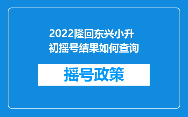 2022隆回东兴小升初摇号结果如何查询