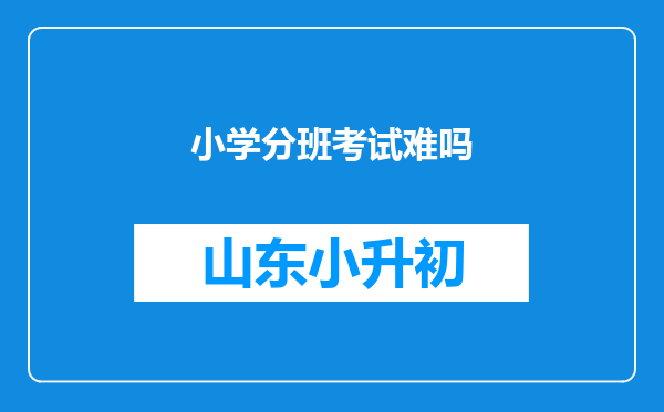 小学分班考试难吗