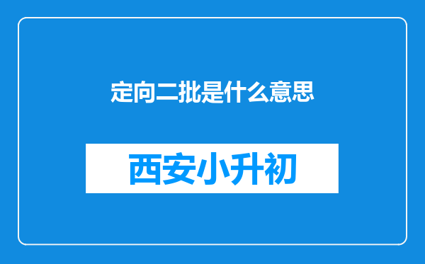 定向二批是什么意思