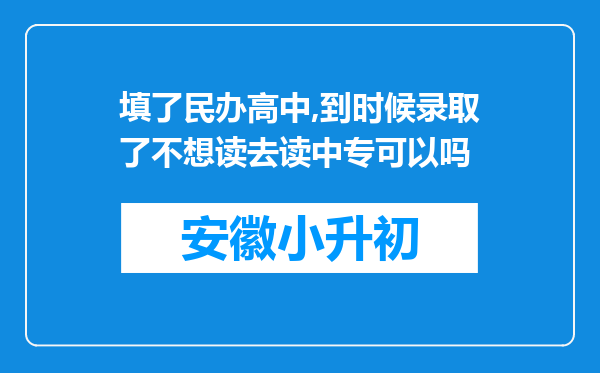 填了民办高中,到时候录取了不想读去读中专可以吗