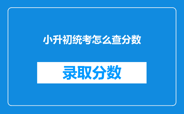 小升初统考怎么查分数