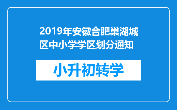 2019年安徽合肥巢湖城区中小学学区划分通知