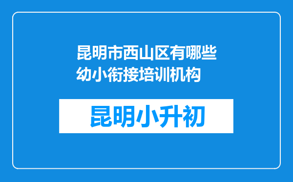 昆明市西山区有哪些幼小衔接培训机构