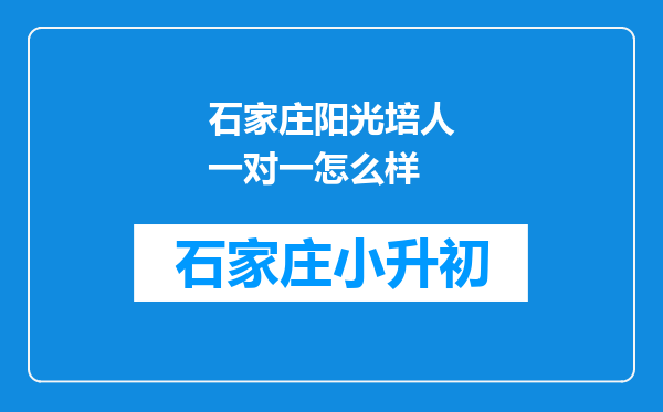 石家庄阳光培人一对一怎么样