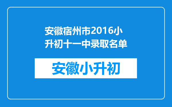 安徽宿州市2016小升初十一中录取名单