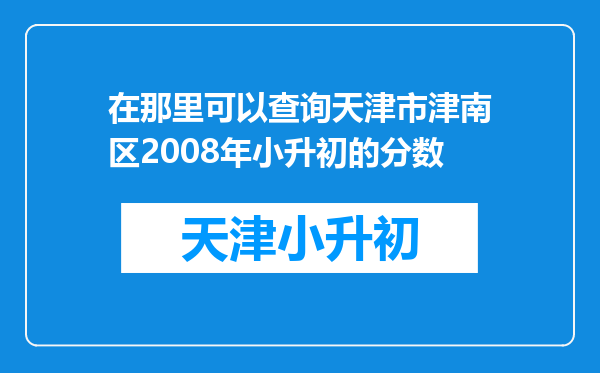 在那里可以查询天津市津南区2008年小升初的分数