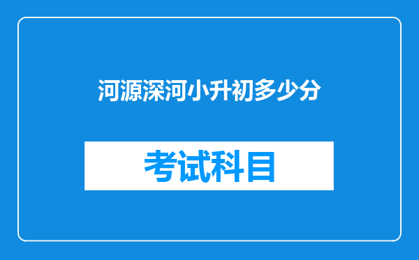 河源深河小升初多少分