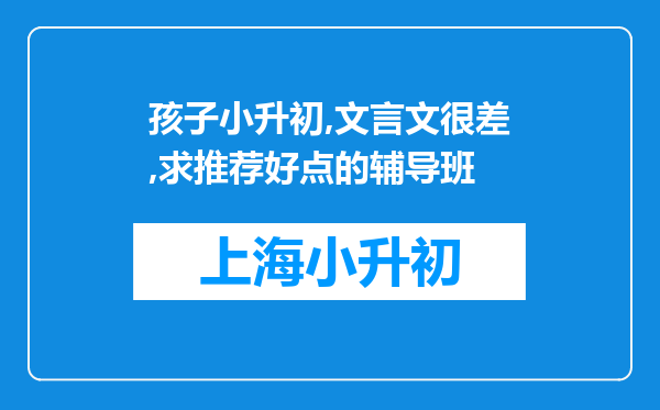 孩子小升初,文言文很差,求推荐好点的辅导班