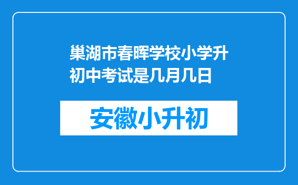 巢湖市春晖学校小学升初中考试是几月几日