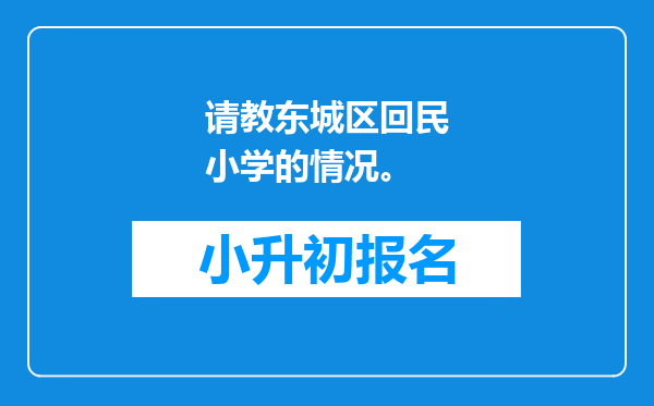 请教东城区回民小学的情况。