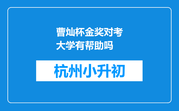 曹灿杯金奖对考大学有帮助吗