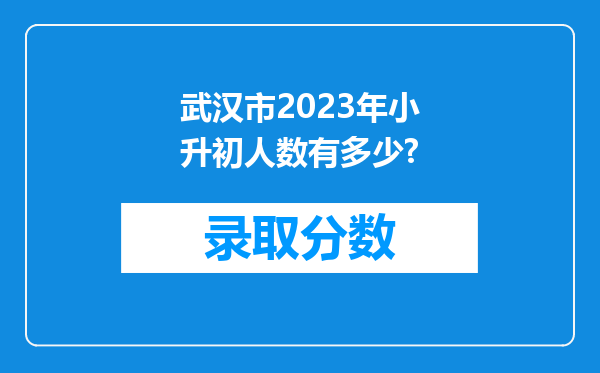 武汉市2023年小升初人数有多少?