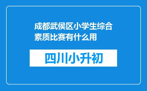 成都武侯区小学生综合素质比赛有什么用