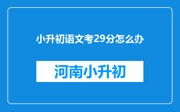 小升初语文考29分怎么办