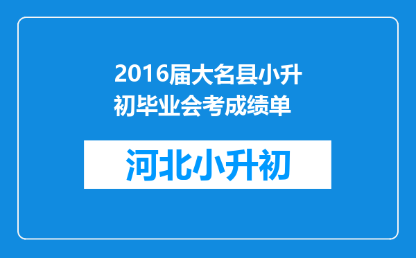 2016届大名县小升初毕业会考成绩单