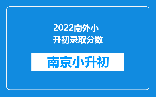 2022南外小升初录取分数