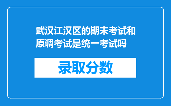 武汉江汉区的期末考试和原调考试是统一考试吗