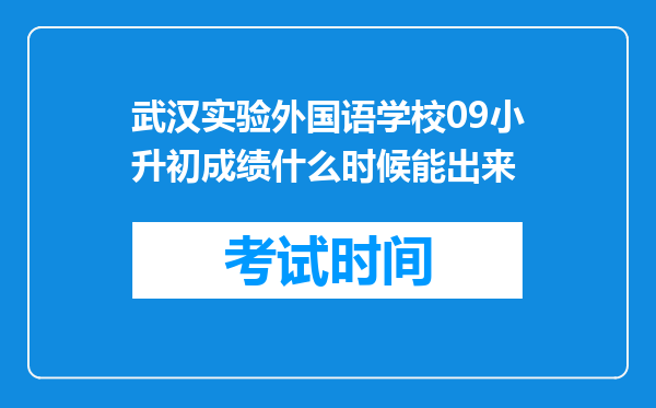 武汉实验外国语学校09小升初成绩什么时候能出来