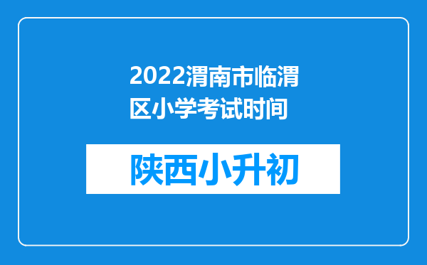 2022渭南市临渭区小学考试时间