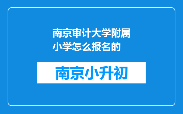 南京审计大学附属小学怎么报名的