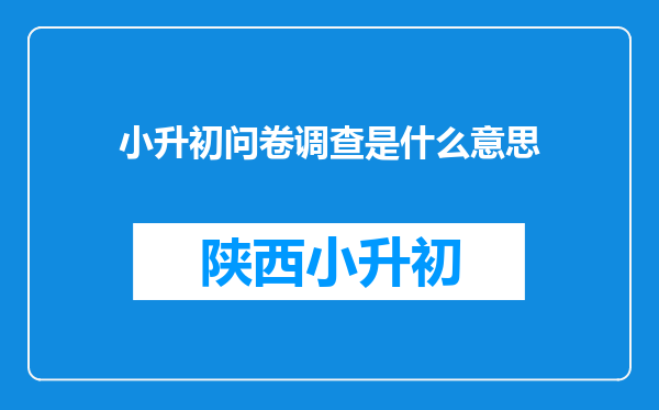 小升初问卷调查是什么意思