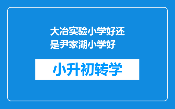 大冶实验小学好还是尹家湖小学好