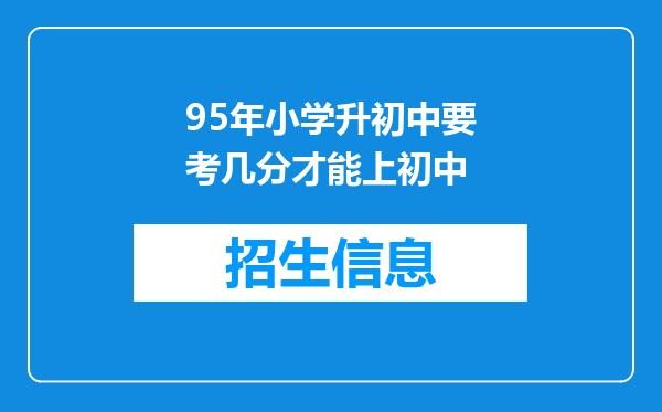 95年小学升初中要考几分才能上初中