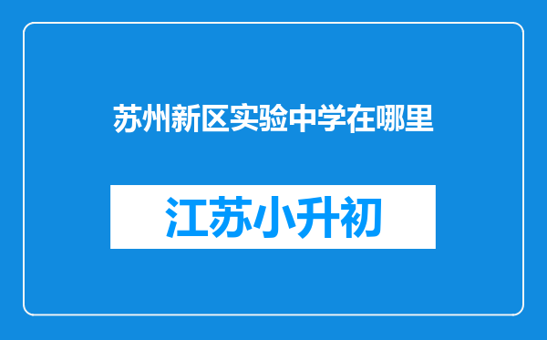 苏州新区实验中学在哪里