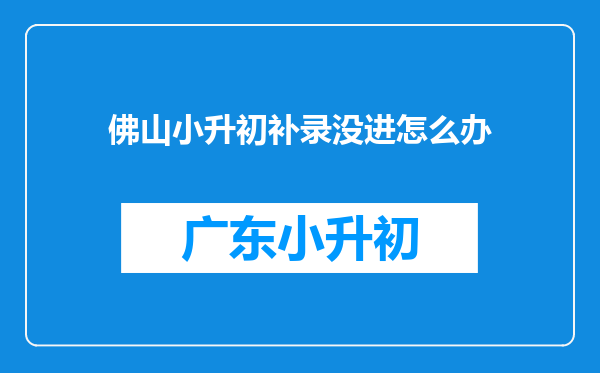 佛山小升初补录没进怎么办