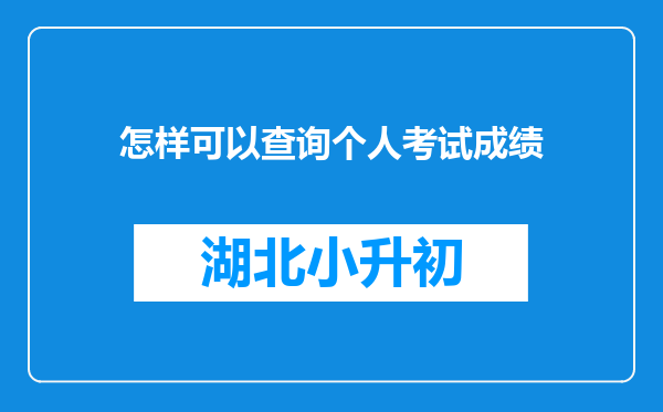 怎样可以查询个人考试成绩