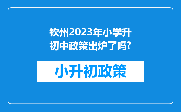 钦州2023年小学升初中政策出炉了吗?