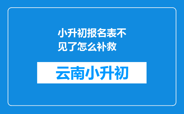 小升初报名表不见了怎么补救