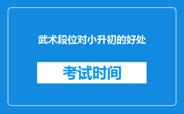 武术段位对小升初的好处