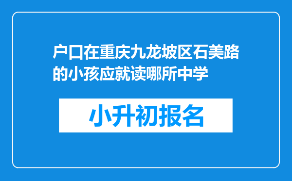 户口在重庆九龙坡区石美路的小孩应就读哪所中学