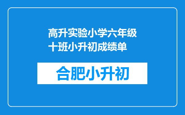 高升实验小学六年级十班小升初成绩单