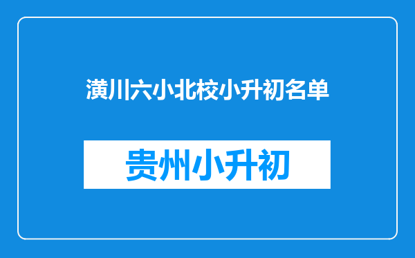 潢川六小北校小升初名单