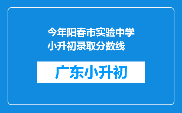 今年阳春市实验中学小升初录取分数线