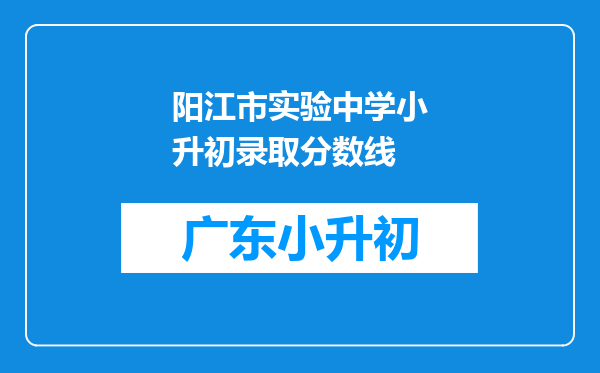 阳江市实验中学小升初录取分数线